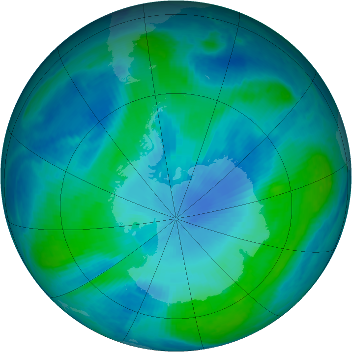 Antarctic ozone map for 03 February 1999